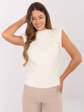 Blusa elegante con applicazione e paillettes, ecru