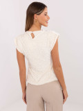 Blusa elegante con applicazione e paillettes, ecru