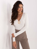 Elegante maglione ecru con scollo a V
