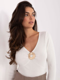 Elegante maglione ecru con scollo a V