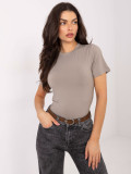 Blusa beige liscia a maniche corte