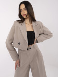 Completo donna beige con blazer a maniche lunghe e pantaloni ampi