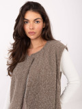 Gilet beige in maglia con tasche