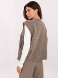 Gilet beige in maglia con tasche