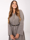 Abito camicia midi beige con cintura