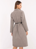 Abito camicia midi beige con cintura