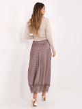 Gonna midi beige a pois con pizzo