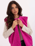 Gilet lavorato a maglia fucsia con tasche