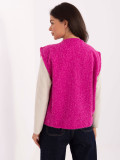 Gilet lavorato a maglia fucsia con tasche