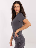 Blusa grafite a maniche corte con scollo rotondo