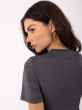 Blusa grafite a maniche corte con scollo rotondo