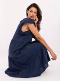 Abito oversize blu con volant