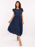 Abito oversize blu con volant