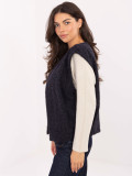 Gilet blu lavorato a maglia con tasche