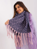 Sciarpa blu navy e rosa con frange