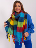 Elegante sciarpa blu con frange