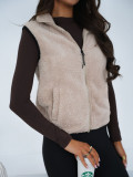 Gilet beige in eco-pelliccia