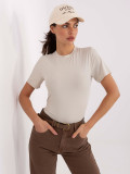 Blusa beige liscia a manica corta