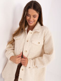 Giacca camicia beige casual con tasche