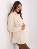 Giacca camicia beige casual con tasche