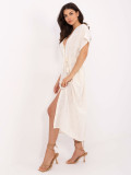 Abito estivo oversize beige con cintura e tasche