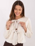 Cardigan corto elegante con paillettes, beige