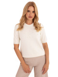 Pullover beige elegante con applicazione