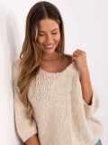 Pullover beige elegante con maniche 3/4
