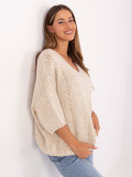 Pullover beige elegante con maniche 3/4