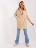 Cappotto donna beige chiaro in alpaca e lana