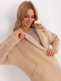 Cappotto donna beige chiaro in alpaca e lana