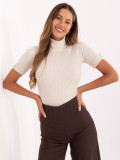 Pullover elegante beige con colletto
