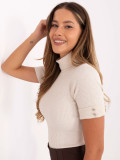 Pullover elegante beige con colletto