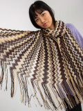 Sciarpa beige chiaro con motivo e frange