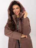 Cappotto lungo trapuntato beige con cappuccio