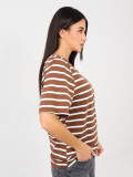 T-shirt beige a righe con maniche corte