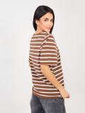 T-shirt beige a righe con maniche corte