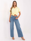 Jeans donna a gamba larga e vita alta, azzurri
