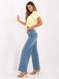 Jeans donna a gamba larga e vita alta, azzurri