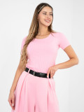 Blusa rosa chiaro in cotone a costine
