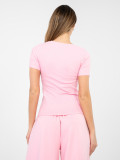 Blusa rosa chiaro in cotone a costine