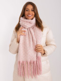 Sciarpa geometrica rosa chiaro con frange