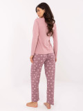 Ženska pamučna pidžama s printom, ružičasta