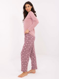 Ženska pamučna pidžama s printom, ružičasta