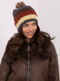 Cappello giallo a righe con pompon