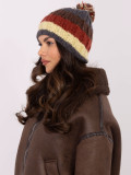 Cappello giallo a righe con pompon