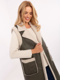 Gilet lungo khaki con tasche
