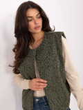 Gilet in maglia khaki con tasche, stile casual