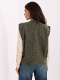 Gilet in maglia khaki con tasche, stile casual