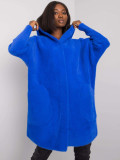 Cappotto blu cobalto in alpaca con cappuccio